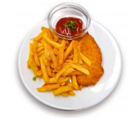 Hähnchenschnitzel mit Pommes 