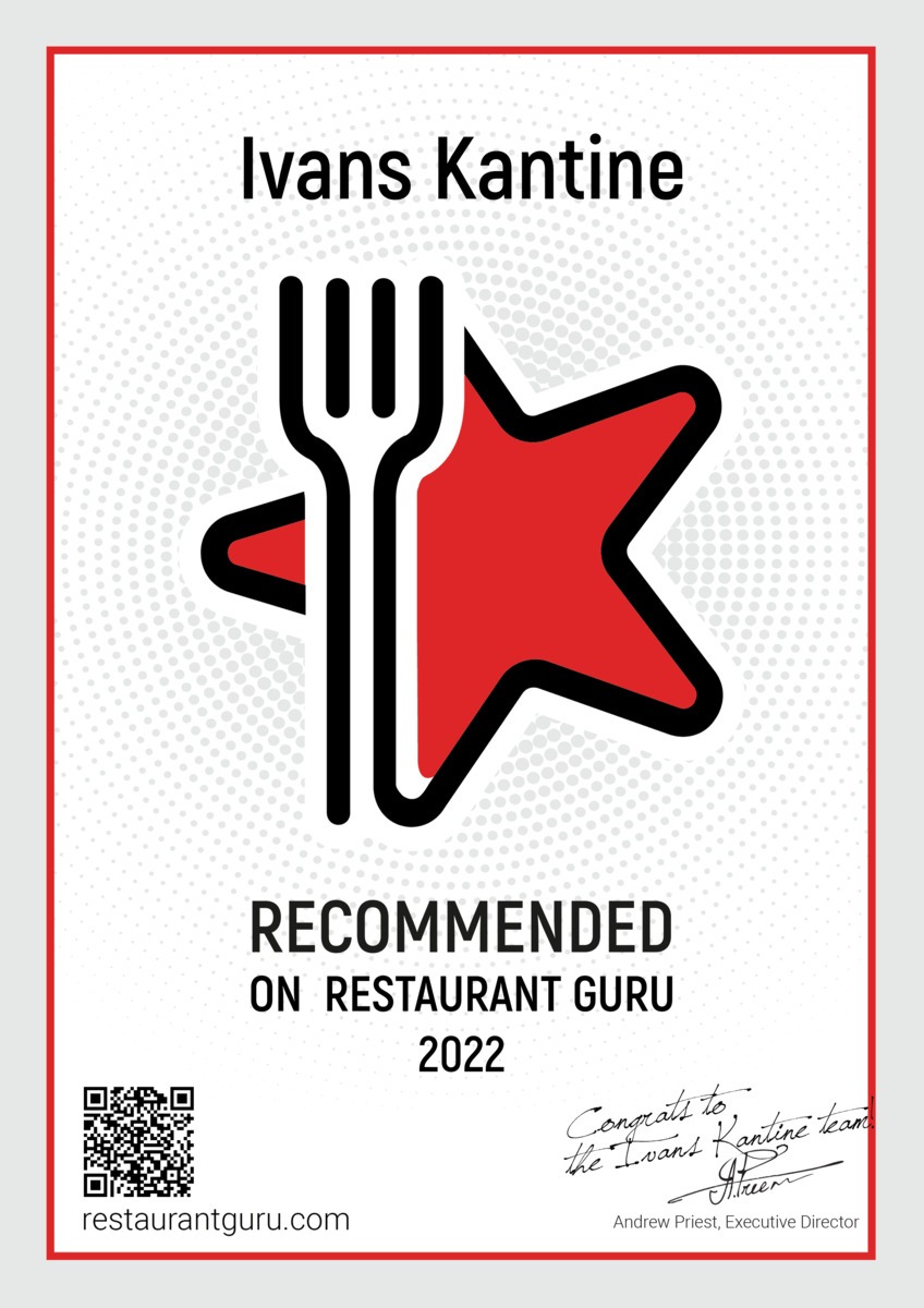 Ivans Kantine Restaurant guru certificate